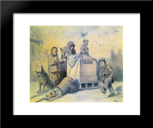 Street Musicians In Paris 20x24 Black Modern Wood Framed Art Print Poster by Perov, Vasily