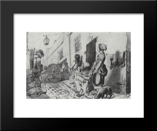 The Funeral Of A Poor Quarter Of Paris 20x24 Black Modern Wood Framed Art Print Poster by Perov, Vasily