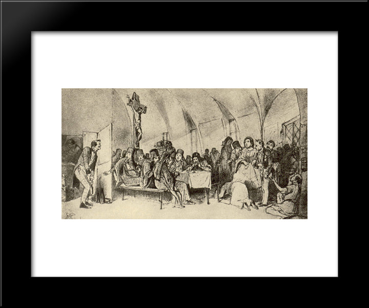 Repast 20x24 Black Modern Wood Framed Art Print Poster by Perov, Vasily