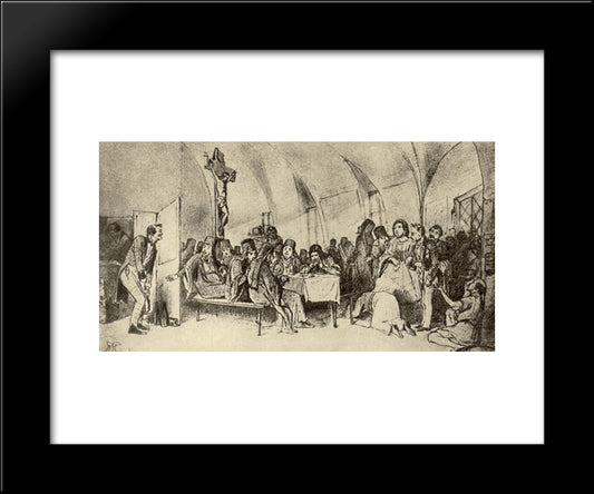 Repast 20x24 Black Modern Wood Framed Art Print Poster by Perov, Vasily