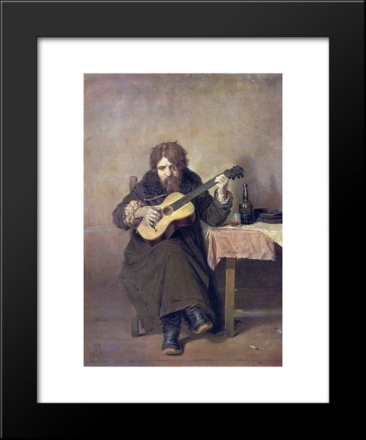 Solitary Guitarist 20x24 Black Modern Wood Framed Art Print Poster by Perov, Vasily