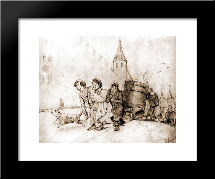 Triple 20x24 Black Modern Wood Framed Art Print Poster by Perov, Vasily