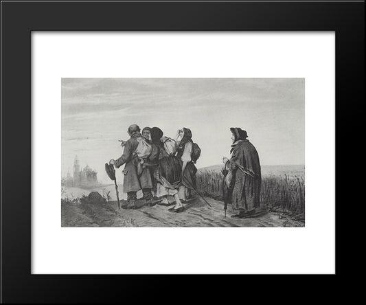 Pilgrims. On A Pilgrimage 20x24 Black Modern Wood Framed Art Print Poster by Perov, Vasily