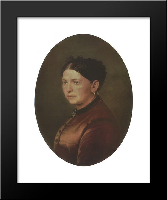 Portrait Of Feodosya Resanova 20x24 Black Modern Wood Framed Art Print Poster by Perov, Vasily