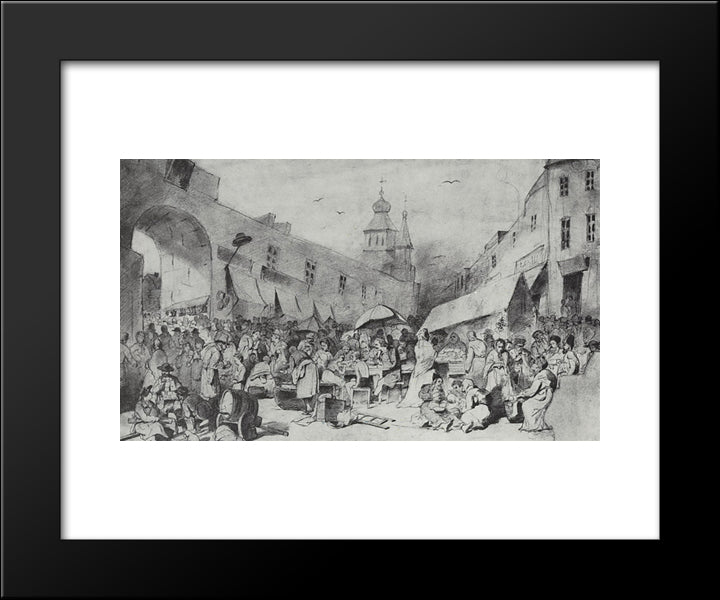 The Market In Moscow 20x24 Black Modern Wood Framed Art Print Poster by Perov, Vasily