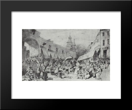 The Market In Moscow 20x24 Black Modern Wood Framed Art Print Poster by Perov, Vasily