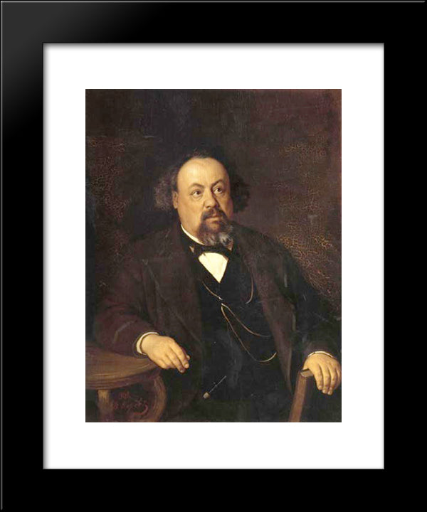 Portrait Of A.F. Pysems'Kogo 20x24 Black Modern Wood Framed Art Print Poster by Perov, Vasily