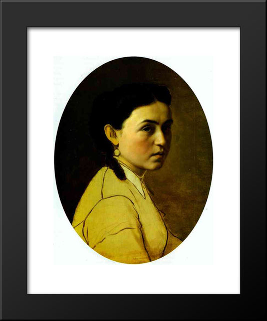 Portrait Of Yelena Perova, N E Scheins, The Artist S First Wife 20x24 Black Modern Wood Framed Art Print Poster by Perov, Vasily