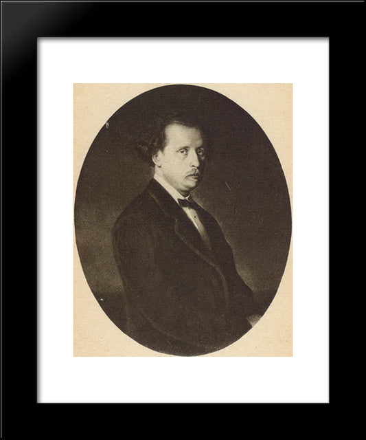 Portrait Of Nikolai Rubinstein 20x24 Black Modern Wood Framed Art Print Poster by Perov, Vasily