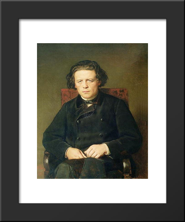 Portrait Of The Composer Anton Rubinstein 20x24 Black Modern Wood Framed Art Print Poster by Perov, Vasily