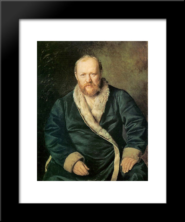 Portrait Of The Playwright Alexander Ostrovsky 20x24 Black Modern Wood Framed Art Print Poster by Perov, Vasily
