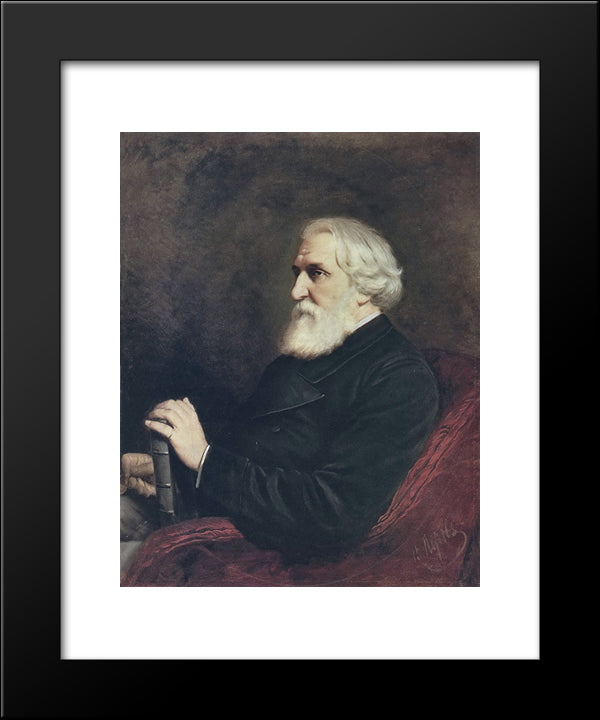 Portrait Of The Author Ivan Turgenev 20x24 Black Modern Wood Framed Art Print Poster by Perov, Vasily