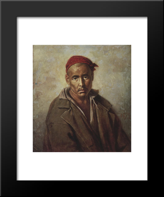 Head Of A Kirgiz-Convict 20x24 Black Modern Wood Framed Art Print Poster by Perov, Vasily