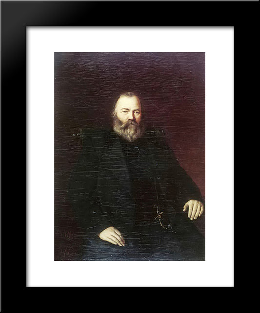 Portrait Of A Merchant S.T. Kuznetsov 20x24 Black Modern Wood Framed Art Print Poster by Perov, Vasily