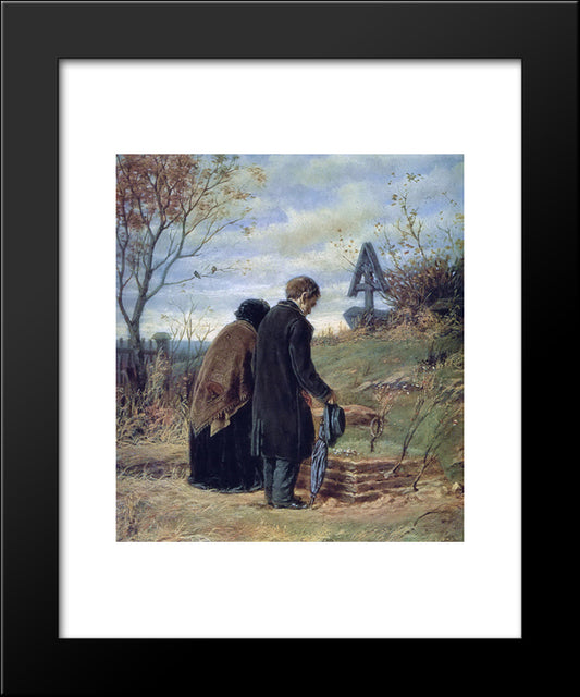 Old Parents Visiting The Grave Of Their Son 20x24 Black Modern Wood Framed Art Print Poster by Perov, Vasily