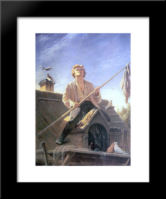 Pigeon Fancier 20x24 Black Modern Wood Framed Art Print Poster by Perov, Vasily