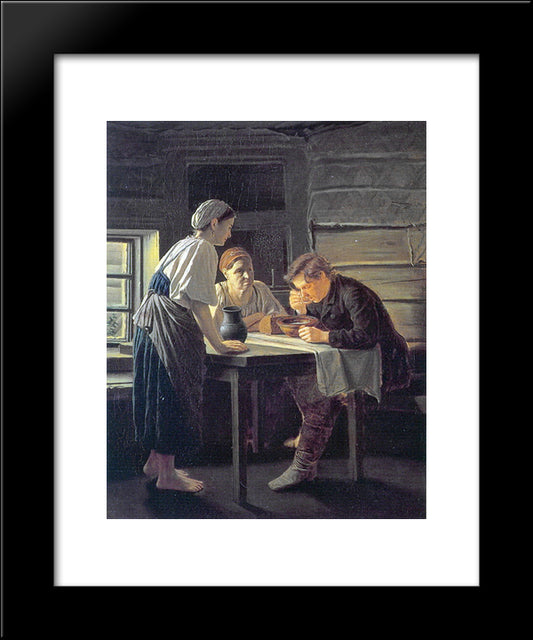 Receiving Wanderer 20x24 Black Modern Wood Framed Art Print Poster by Perov, Vasily