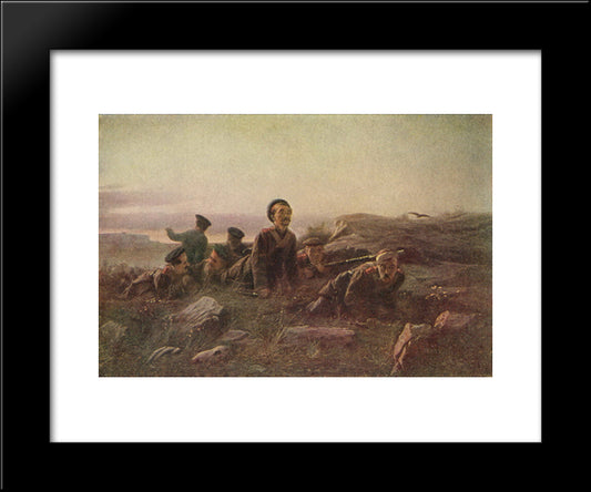 Scouts At Sevastopol 20x24 Black Modern Wood Framed Art Print Poster by Perov, Vasily