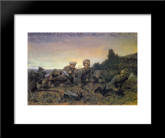 Scouts At Sevastopol 20x24 Black Modern Wood Framed Art Print Poster by Perov, Vasily
