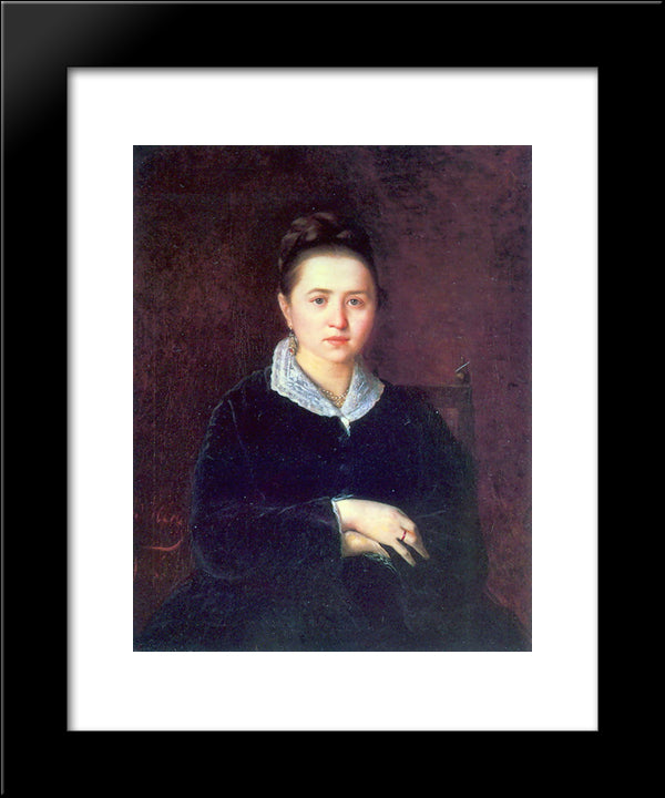 Portrait Of An Unknown 20x24 Black Modern Wood Framed Art Print Poster by Perov, Vasily