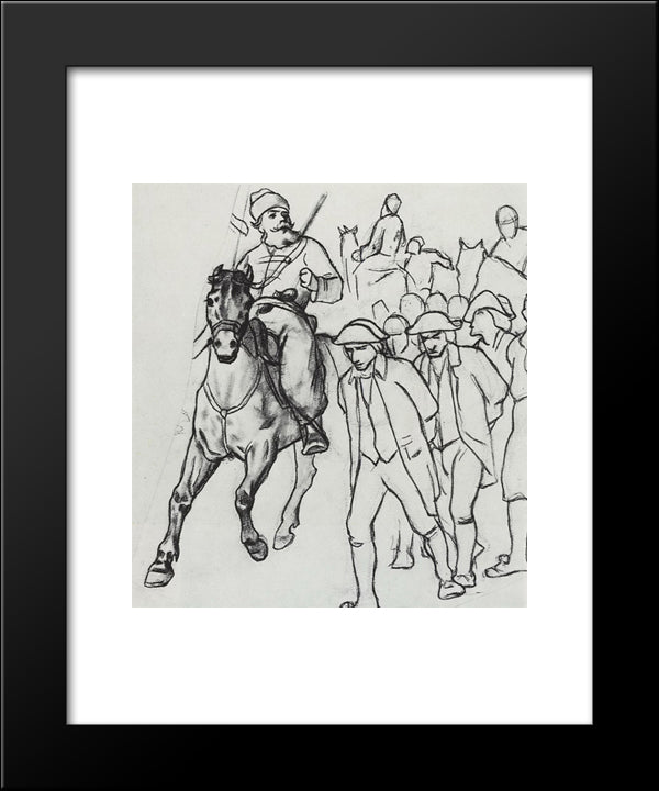 Pugachev Escort Convoys Of Prisoners 20x24 Black Modern Wood Framed Art Print Poster by Perov, Vasily