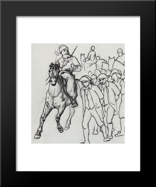 Pugachev Escort Convoys Of Prisoners 20x24 Black Modern Wood Framed Art Print Poster by Perov, Vasily