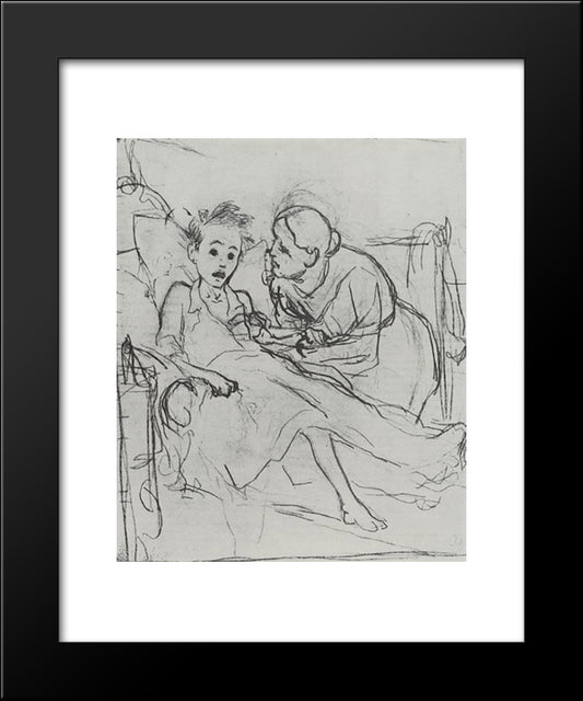 Mother With Sick Child 20x24 Black Modern Wood Framed Art Print Poster by Perov, Vasily