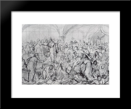 Nikita Pustosvyat. The Dispute About The Faith 20x24 Black Modern Wood Framed Art Print Poster by Perov, Vasily