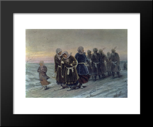 Return Of The Peasants From A Funeral In The Winter 20x24 Black Modern Wood Framed Art Print Poster by Perov, Vasily