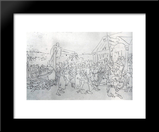 Court Pugacheva 20x24 Black Modern Wood Framed Art Print Poster by Perov, Vasily