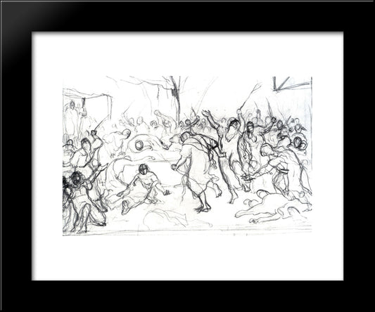 Khlysty Zeal. Sketch 20x24 Black Modern Wood Framed Art Print Poster by Perov, Vasily