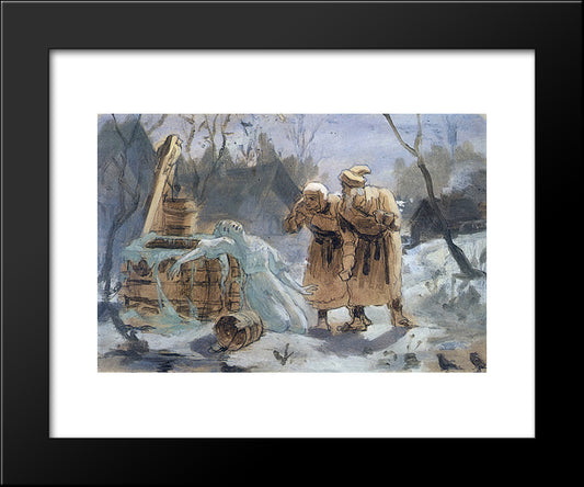 Melting Snow Maiden 20x24 Black Modern Wood Framed Art Print Poster by Perov, Vasily