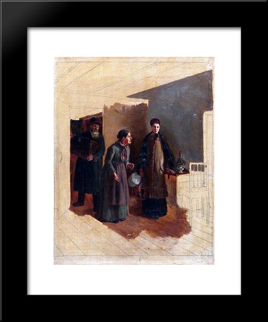 The Arrival Of Rural Teachers 20x24 Black Modern Wood Framed Art Print Poster by Perov, Vasily