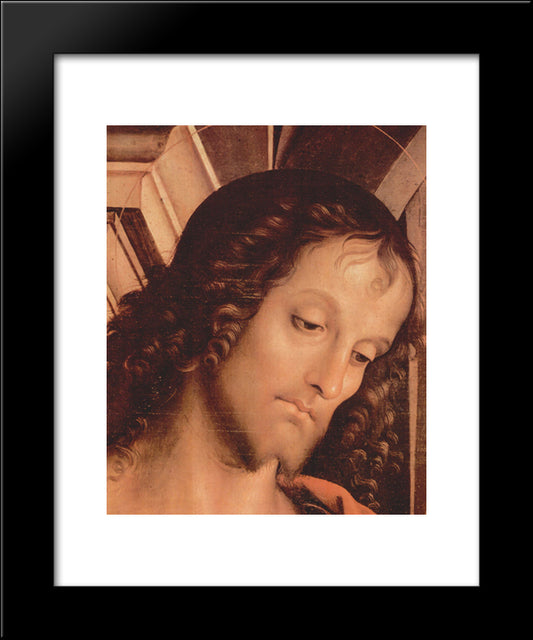 Madonna Enthroned With St. John The Tufer And St. Sebastian (Detail) 20x24 Black Modern Wood Framed Art Print Poster by Perugino, Pietro