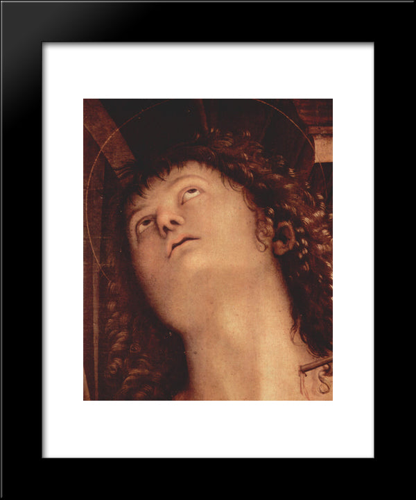 Madonna Enthroned With St. John The Tufer And St. Sebastian (Detail) 20x24 Black Modern Wood Framed Art Print Poster by Perugino, Pietro