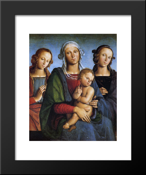 Madonna And Child With St. Catherine And St. Rosa 20x24 Black Modern Wood Framed Art Print Poster by Perugino, Pietro