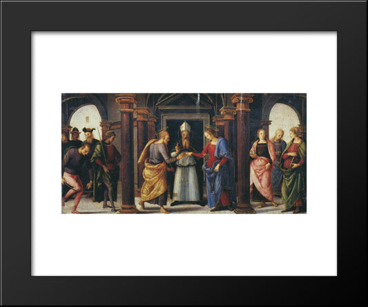 Pala Di Fano (Marriage Of The Virgin) 20x24 Black Modern Wood Framed Art Print Poster by Perugino, Pietro