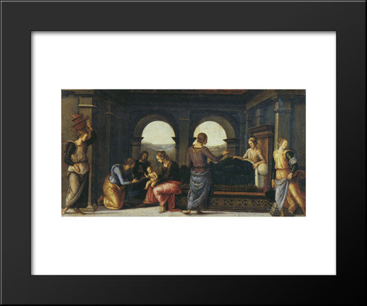 Pala Di Fano (Nativity Of Mary) 20x24 Black Modern Wood Framed Art Print Poster by Perugino, Pietro