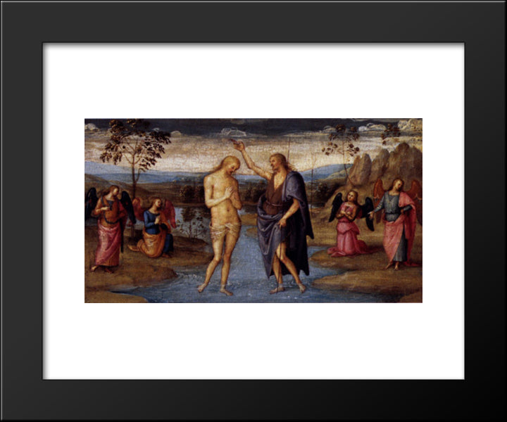 Baptism Of Christ 20x24 Black Modern Wood Framed Art Print Poster by Perugino, Pietro