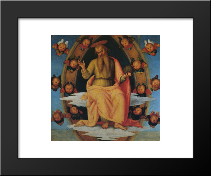 Pala Di Sant Agostino (Lord Blessing) 20x24 Black Modern Wood Framed Art Print Poster by Perugino, Pietro