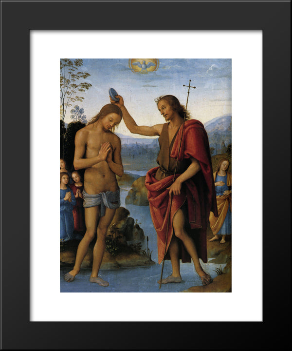 Baptism Of Christ 20x24 Black Modern Wood Framed Art Print Poster by Perugino, Pietro