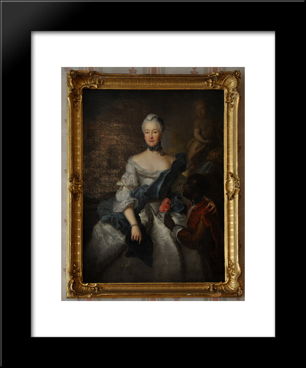 ?Aroline Of Hesse Darmstadt With Her Moors 20x24 Black Modern Wood Framed Art Print Poster by Pesne, Antoine