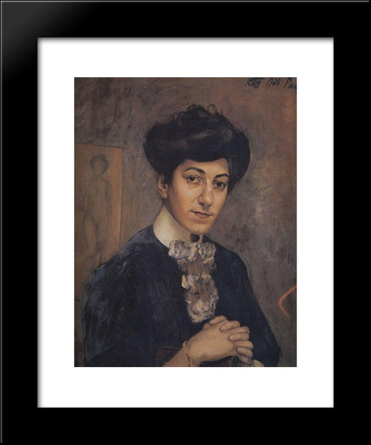 Portrait Of The Artist'S Wife 20x24 Black Modern Wood Framed Art Print Poster by Petrov Vodkin, Kuzma