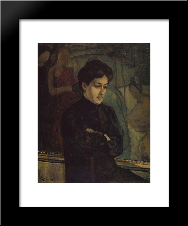 Portrait Of M.F.Petrova-Vodkina 20x24 Black Modern Wood Framed Art Print Poster by Petrov Vodkin, Kuzma