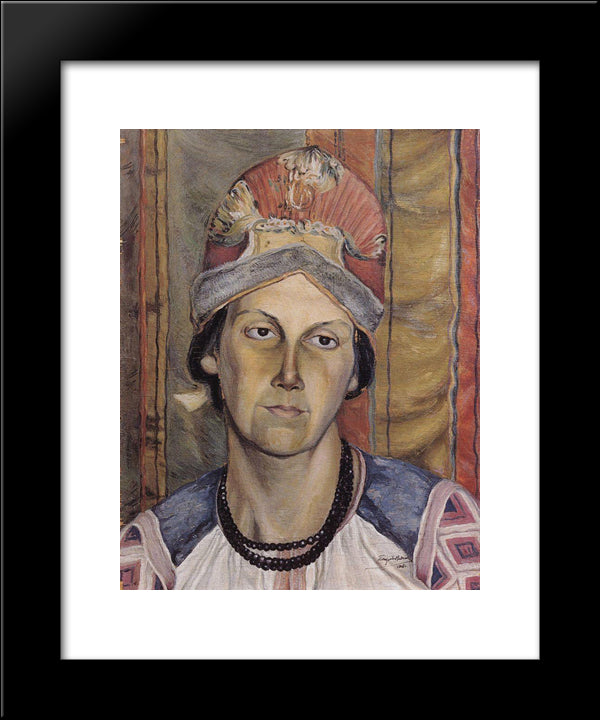 Portrait Of A Woman (Portrait Of An Unknown) 20x24 Black Modern Wood Framed Art Print Poster by Petrov Vodkin, Kuzma
