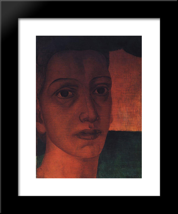 Monumental Head 20x24 Black Modern Wood Framed Art Print Poster by Petrov Vodkin, Kuzma