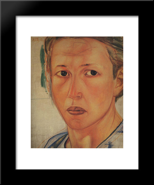 Portrait Of Grekova (Kazachka) 20x24 Black Modern Wood Framed Art Print Poster by Petrov Vodkin, Kuzma