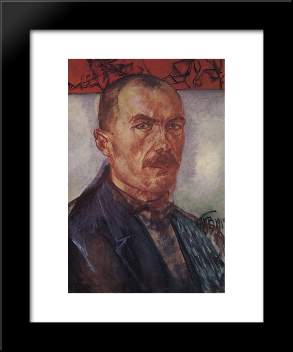 Self-Portrait 20x24 Black Modern Wood Framed Art Print Poster by Petrov Vodkin, Kuzma