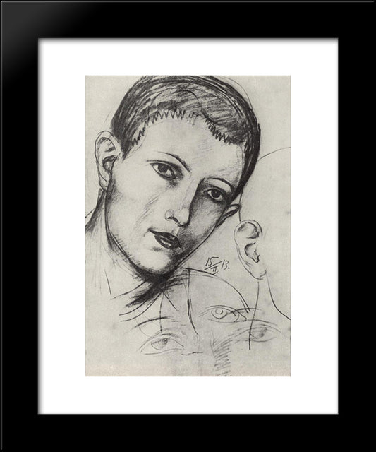 Head Of Young Man (Adam) 20x24 Black Modern Wood Framed Art Print Poster by Petrov Vodkin, Kuzma