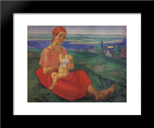 Mother 20x24 Black Modern Wood Framed Art Print Poster by Petrov Vodkin, Kuzma